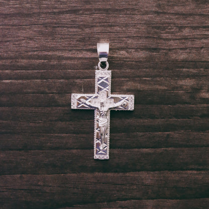 Cruz Doble Diamantada Mini con Piedra de Plata 925