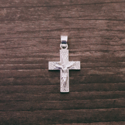 Cruz Espiral Diamantada Mini con Piedra de Plata 925