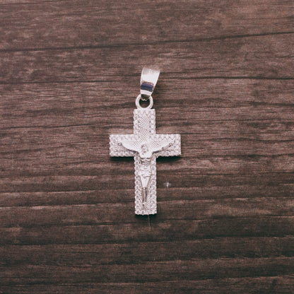 Cruz Ondas Diamantada Mini con Piedra de Plata 925